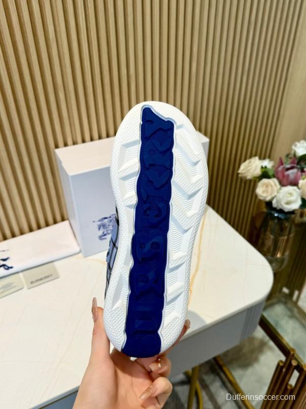 2024 Men Burberry Blue Black White Cotton Casual Shoes MJ00320