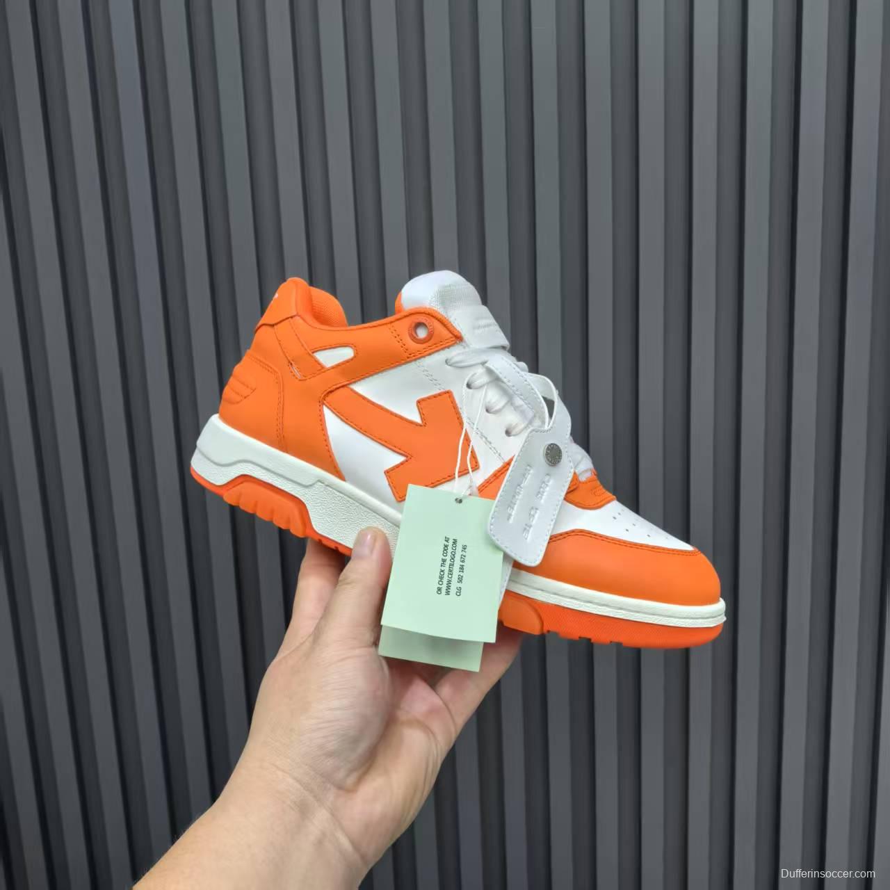 2025 Unisex Off-White Orange White Leather Sneakers MJ00320