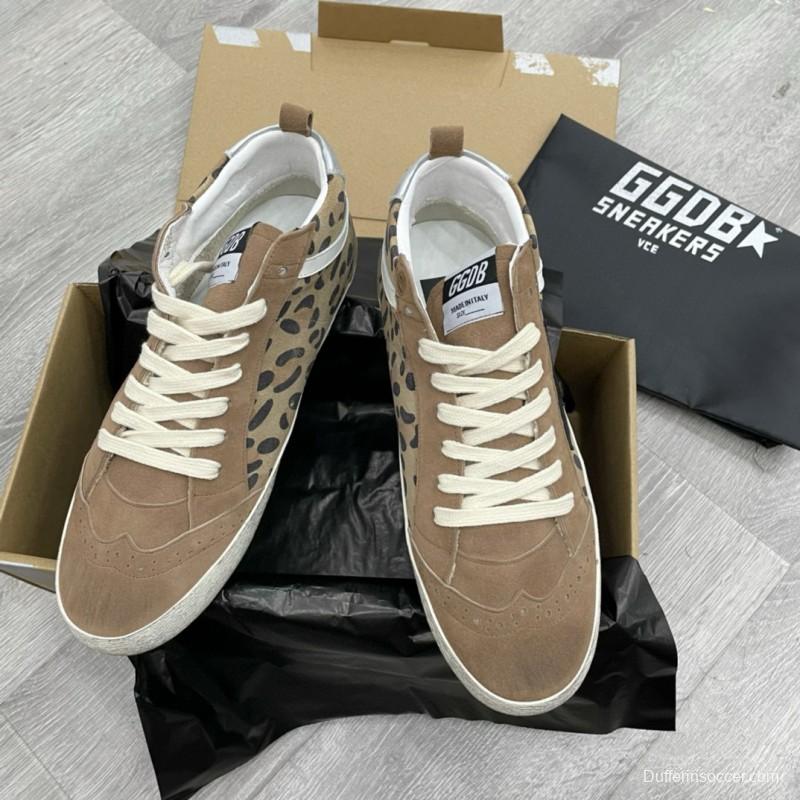 2024 Unisex GGDB Beige Brown Leopard Suede Leather High Top Sneakers MJ00300