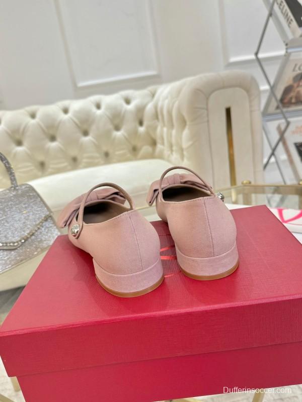 2025 Women Valentino Pink Cotton Mary Jane Bow LY00300
