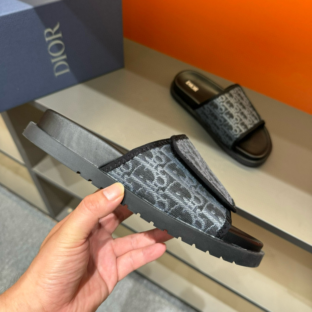2024 Slippers Dior Black Fabric Slippers MJ00180