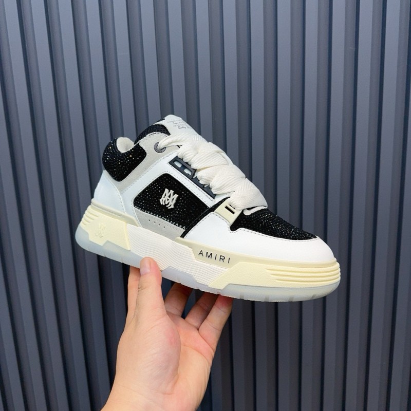 2024 Unisex Amiri Black White Leather Sneakers MJ00410