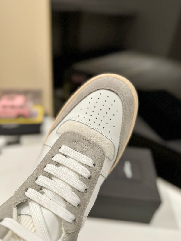 2024 Unisex Yves Saint Laurent White Grey Leather High Top Sneakers MJ00390