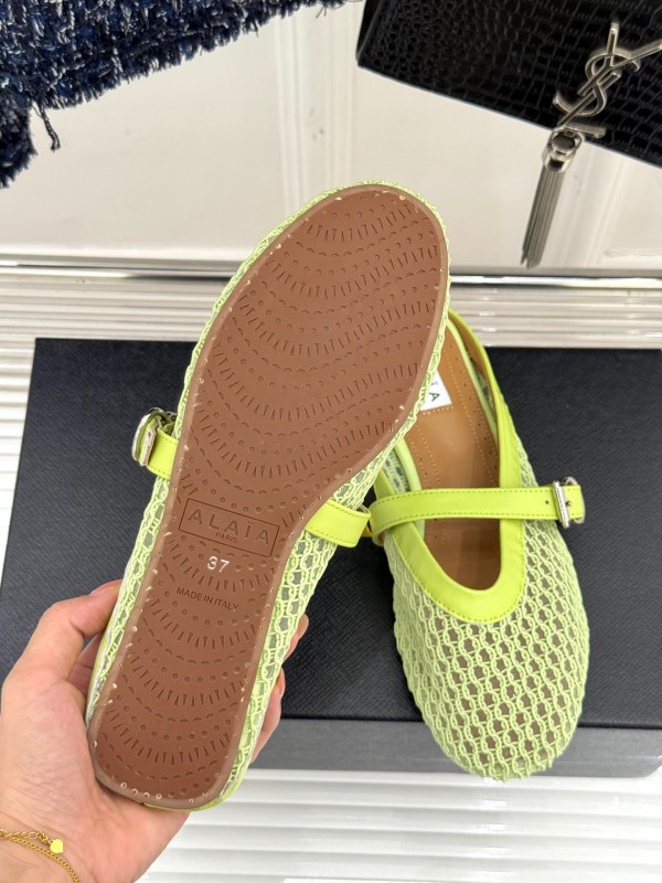 2025 Slippers Unisex AlAIA Light Green Mesh Leather Flat Customize