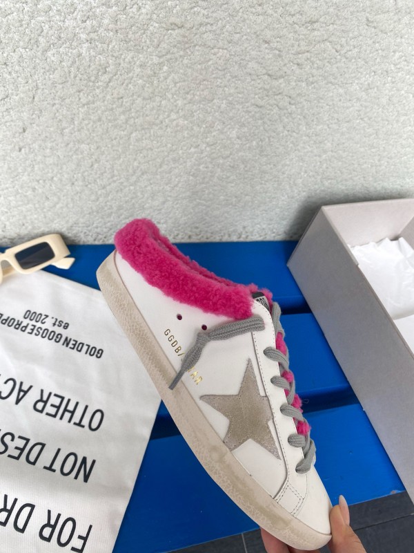2024 Slippers GGDB White Pink Shearling Slippers MJ00280