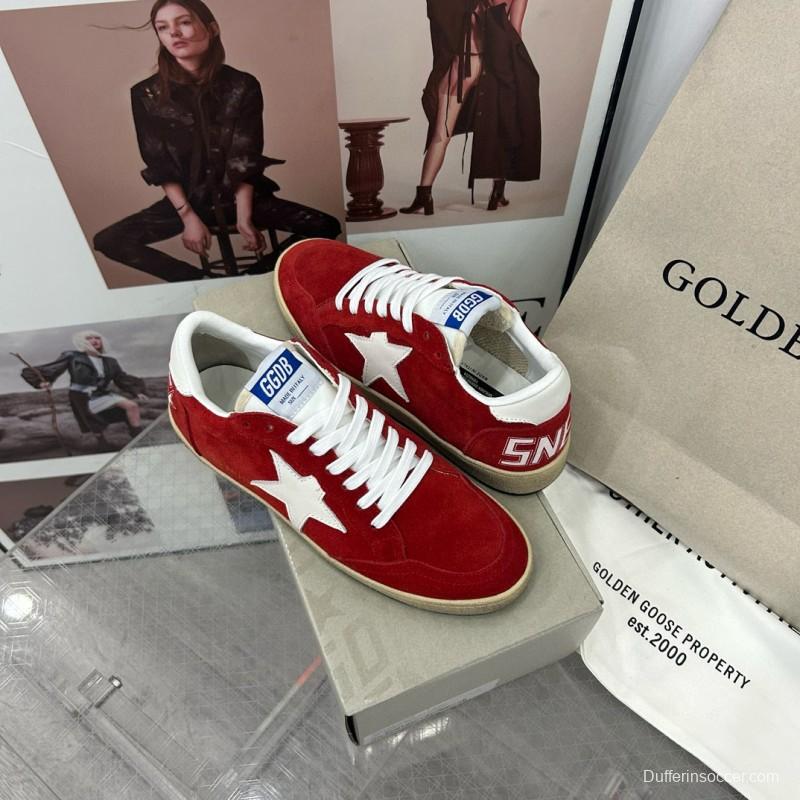 2024 Women GGDB Red Suede White Star Low-Top Sneakers MJ00260