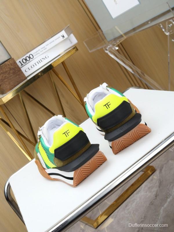 2025 Unisex TOM FORD Green Yellow Suede Nylon Sneakers LY00360(F)/LY00370(M)