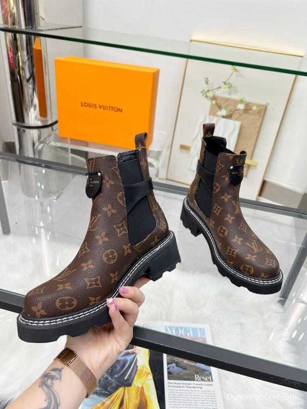 2024 Women Louis Vuitton brown leather ankle boots MJ00310
