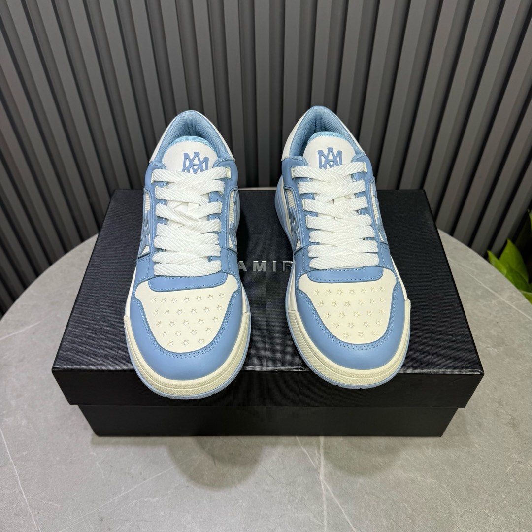 2025 Unisex Amiri Blue White Leather Sneakers MJ00360