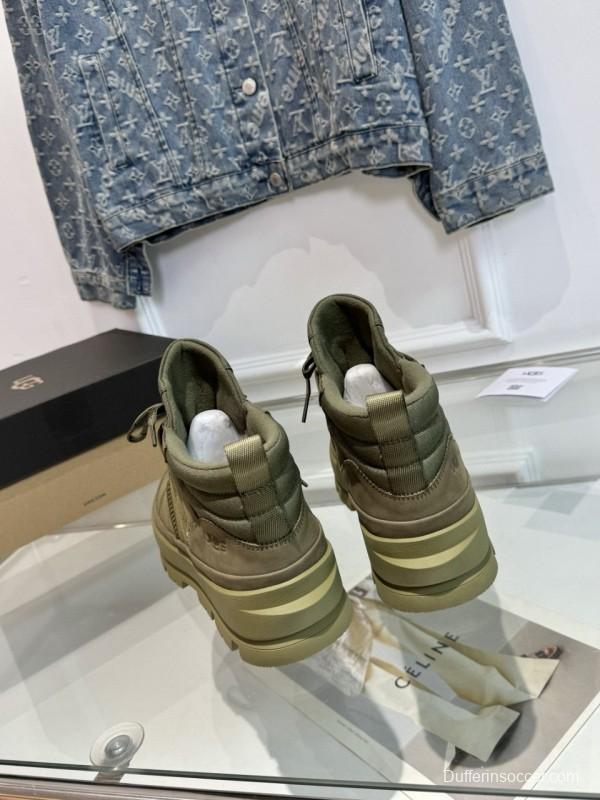 2024 Unisex UGG Black Chestnut Military Green Sheepskin Work Boots MJ00300