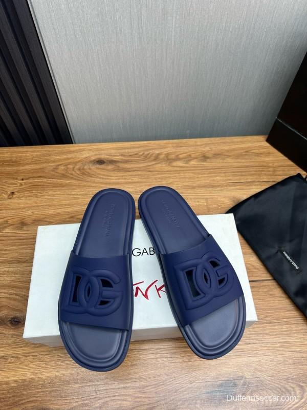 2025 Slippers Dolce & Gabbana Blue Rubber Slippers