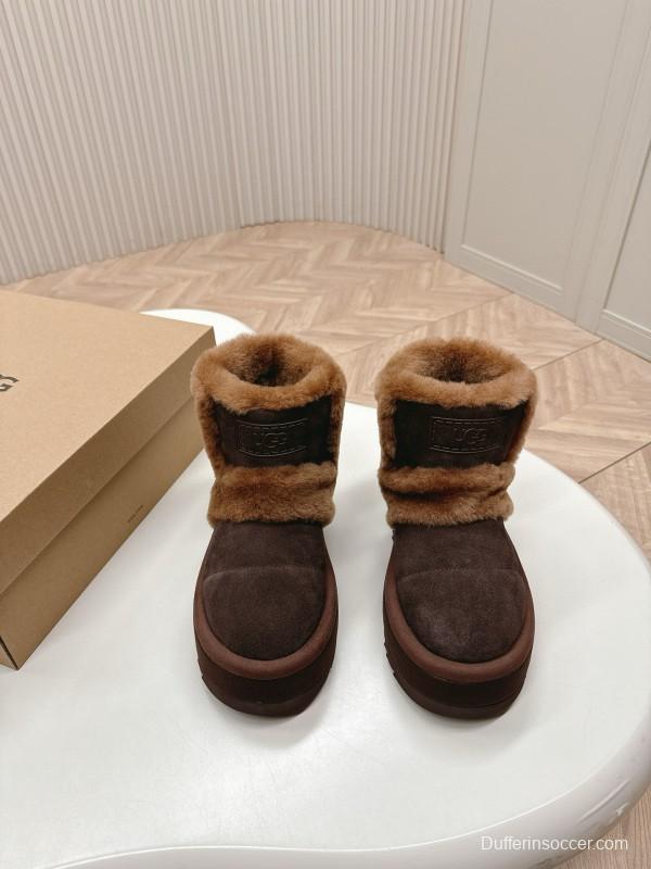 2024 Women UGG Brown Sheepskin Snow Boots MJ00320