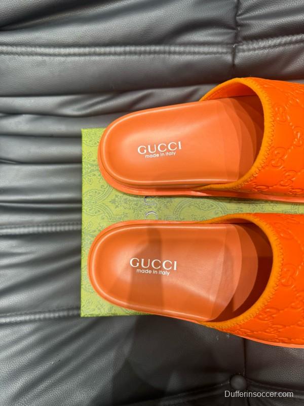 2024 Slippers Gucci Orange Rubber Slippers MJ00200