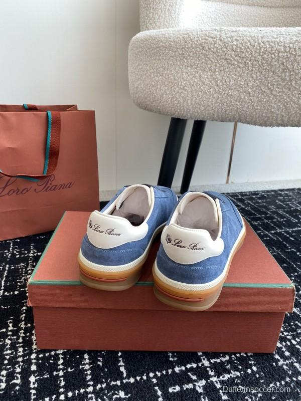 2024 Men Loro Piana Blue Suede Leather Sneakers MJ00320