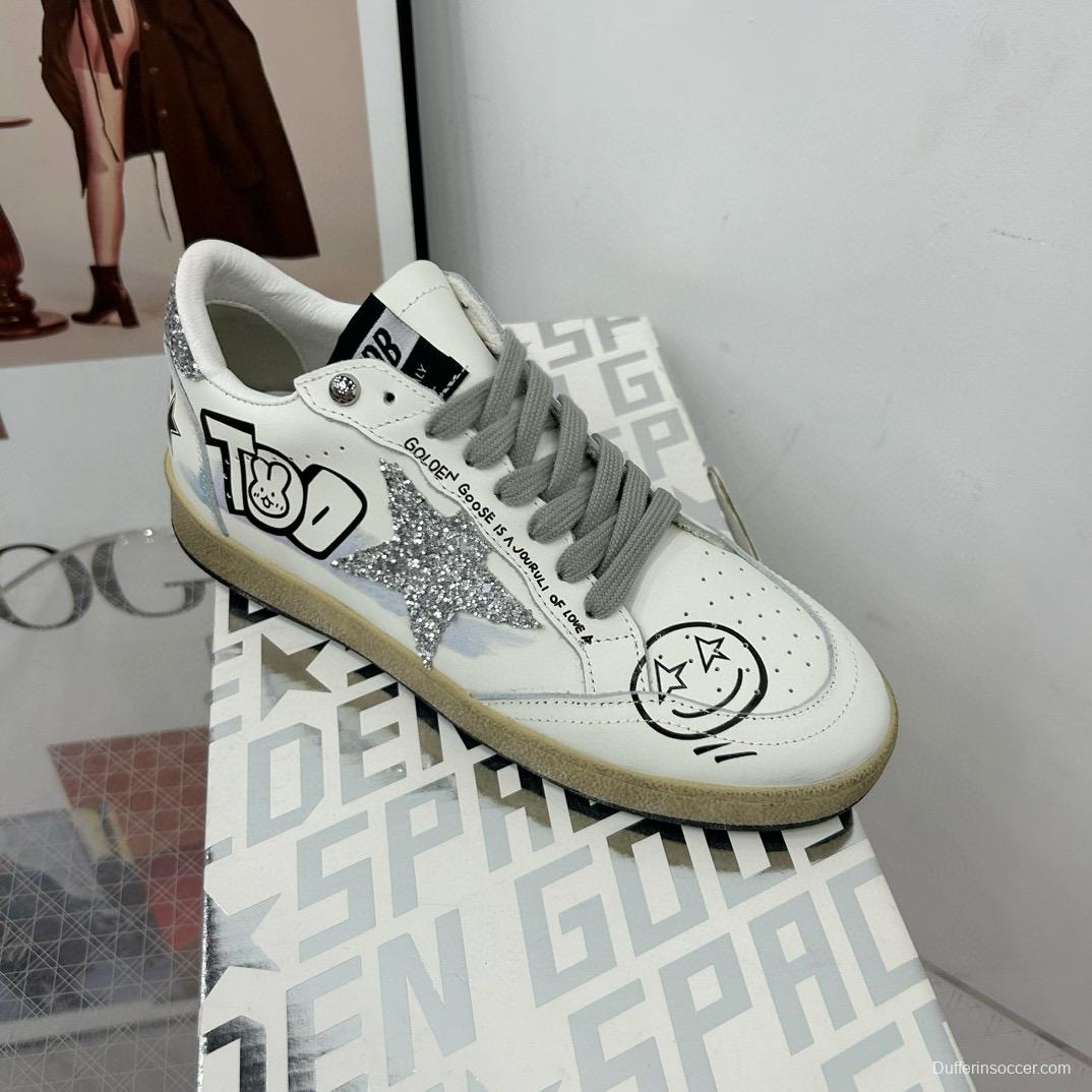 2024 Unisex GGDB White Black Glitter Leather Low-top Sneakers MJ00260