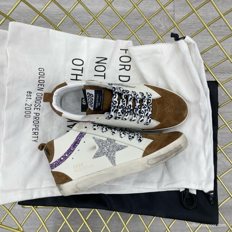 2024 Unisex GGDB white brown suede leather glitter star sneakers MJ00300