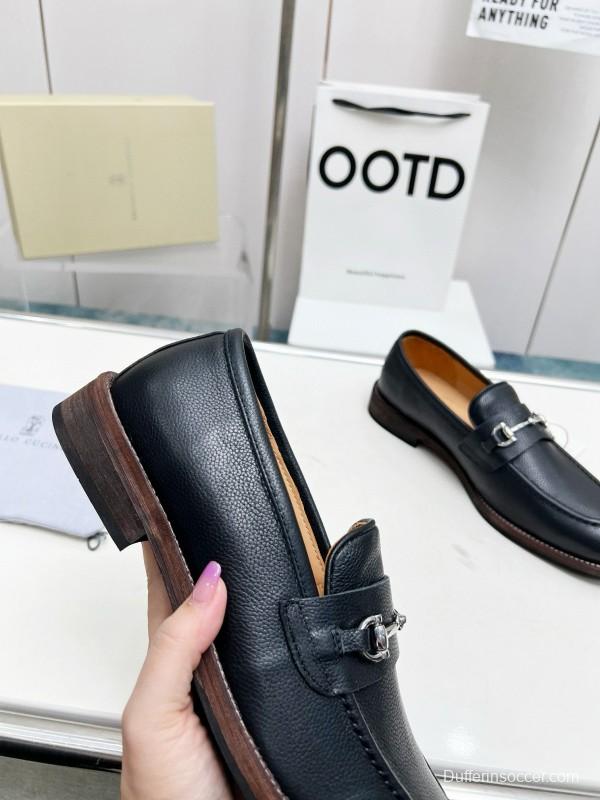 2024 Men Brunello Cucinelli Black Leather Loafers MJ00480