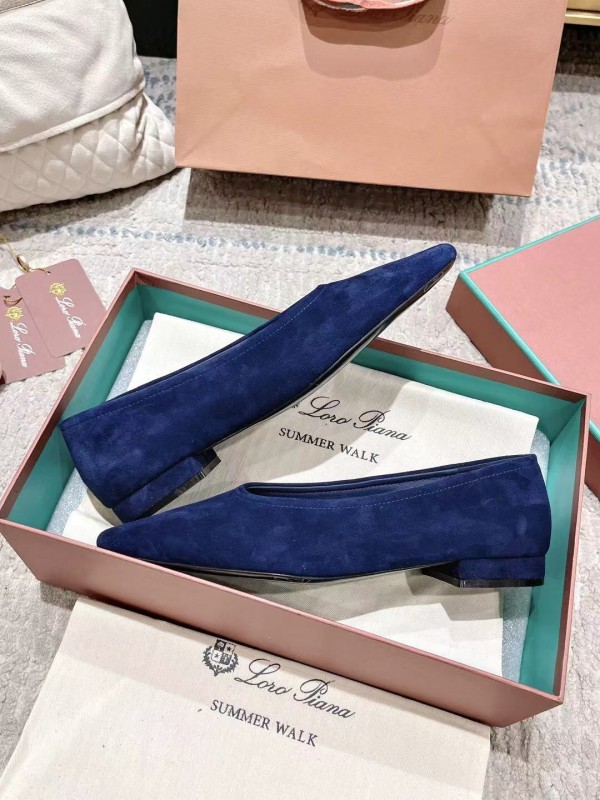 2025 Women LP Navy Suede Ballet Flats