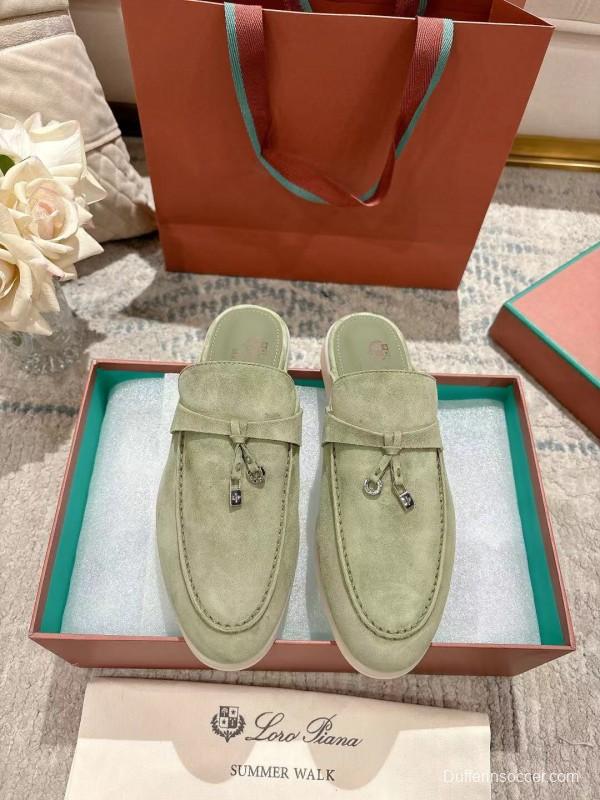 2025 Women LP Light Green Suede Loafers LY00000