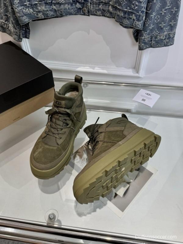 2024 Unisex UGG Black Chestnut Military Green Sheepskin Work Boots MJ00300