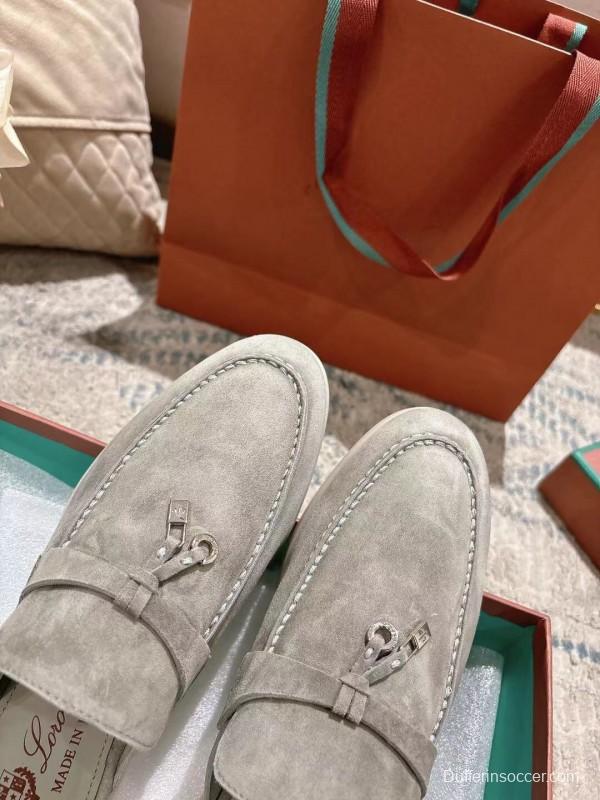 2025 Women LP Beige Suede Slip-on Loafers LY00360