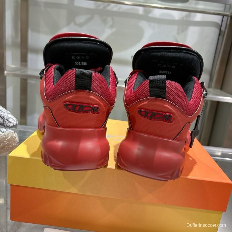 2024 Unisex Dior Red Fabric Leather Sneakers MJ00380