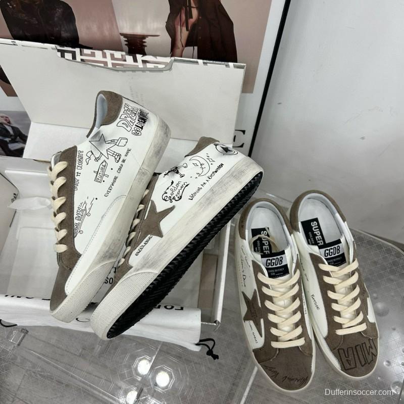2025 Unisex GGDB White Grey Suede Calf Leather Sneakers