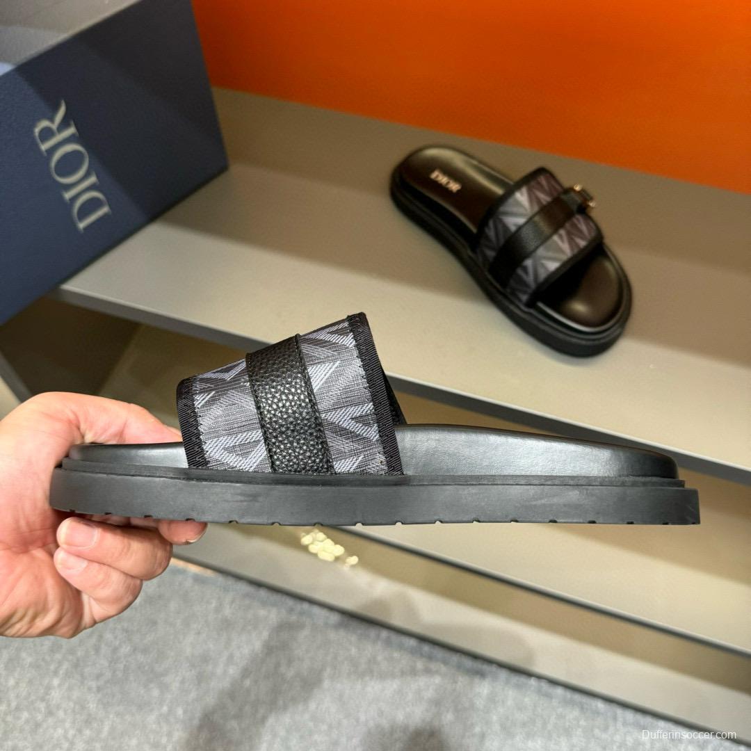 2024 Slippers Dior Black Fabric Leather Slippers