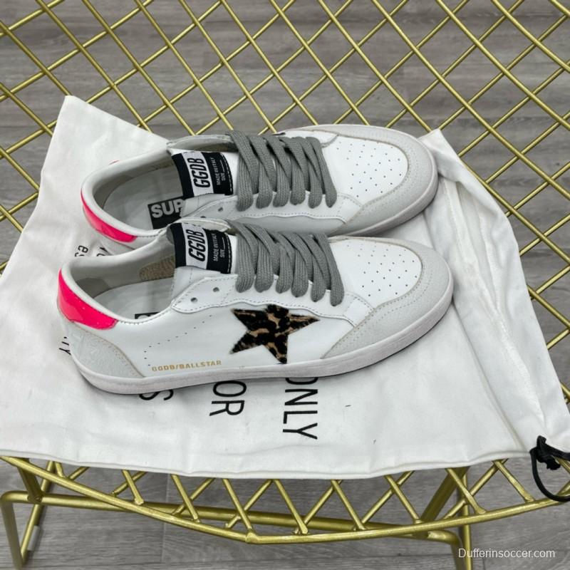 2024 Unisex GGDB White Pink Leopard Print Leather Suede Low Top Sneakers MJ00260