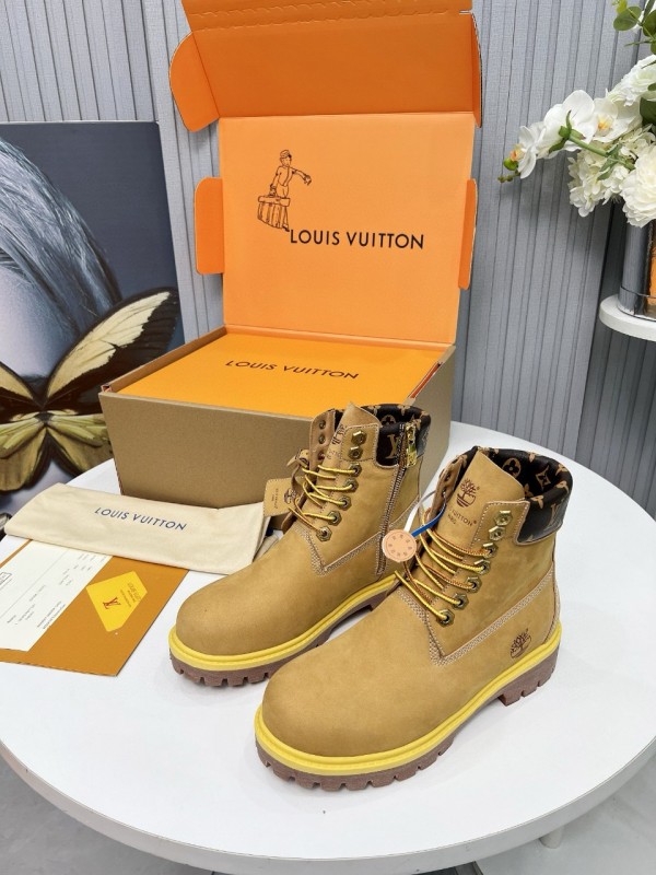 2024 Unisex Louis Vuitton Brown Waterproof Leather Ankle Boots Monogram MJ00450