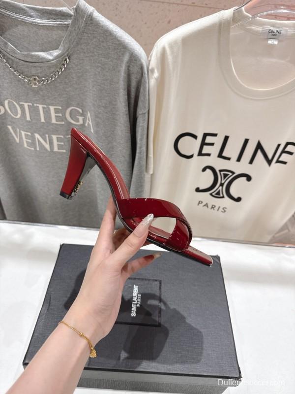 2025/Women Yves Saint Laurent Red Patent Leather Elegant High Heel Sandals LY00360(F)