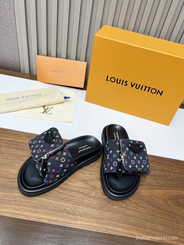 2025 Slippers Louis Vuitton Multicolor Canvas Slippers KFY00230