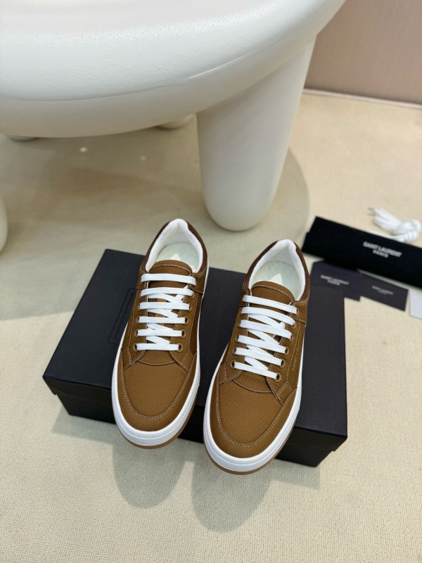2024 Unisex Yves Saint Laurent Brown Canvas Leather Casual Sneakers