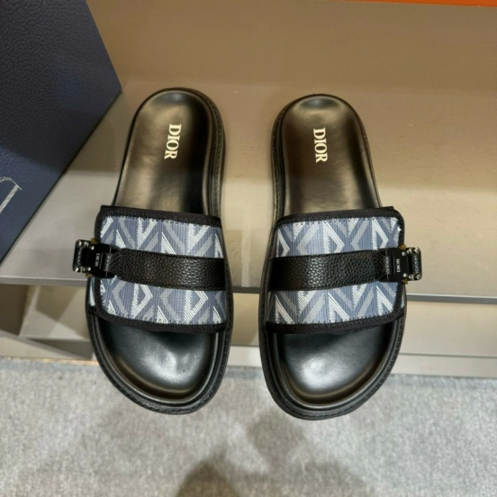 2024 Slippers Dior Blue Black Leather Slippers