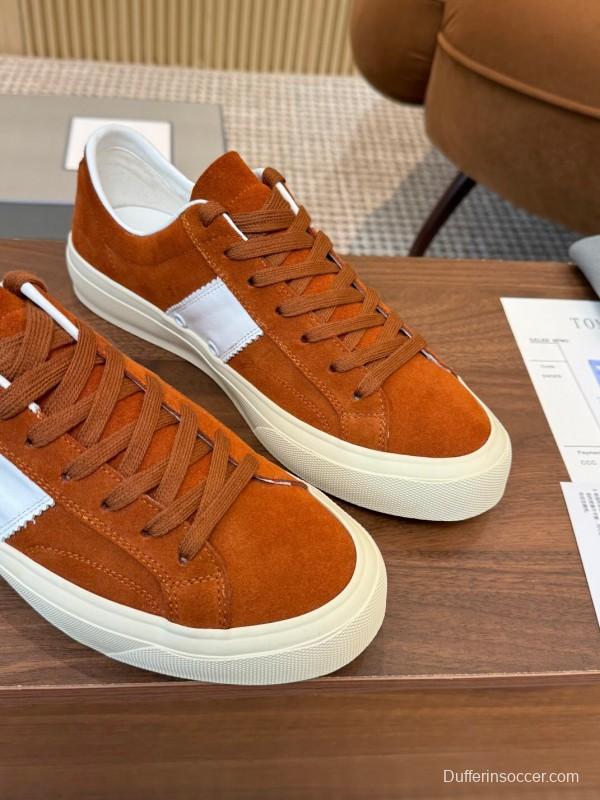 2025 Men TOM FORD Brown White Suede Sneakers LY00360