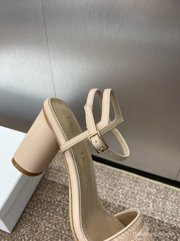 2025 Women Dior Beige Calfskin Heel Embroidery KFY00280