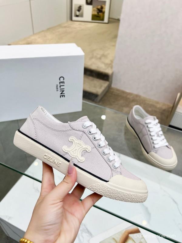 2025 Women Celine Light Grey Canvas Sneakers LY00210