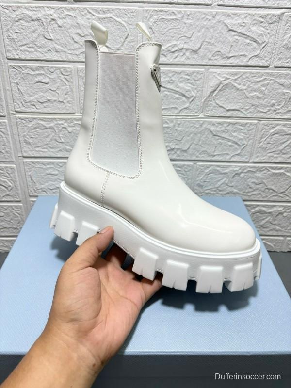 2024 Women Prada White Leather Boots MJ00380
