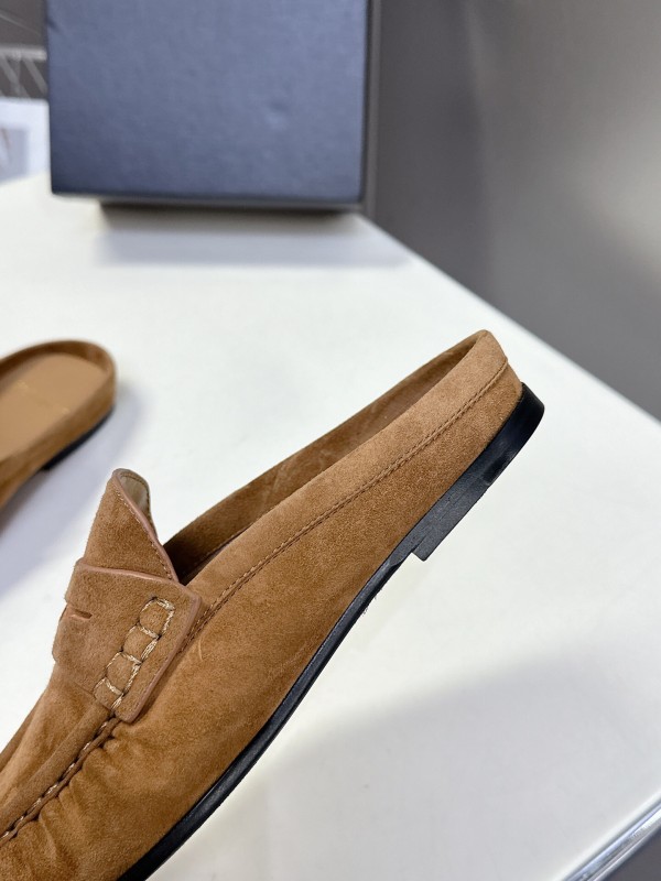 2025 Women Yves Saint Laurent Brown Suede Loafers KFY00330