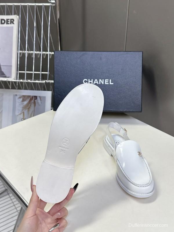 2025 Women Chanel White Leather Loafers