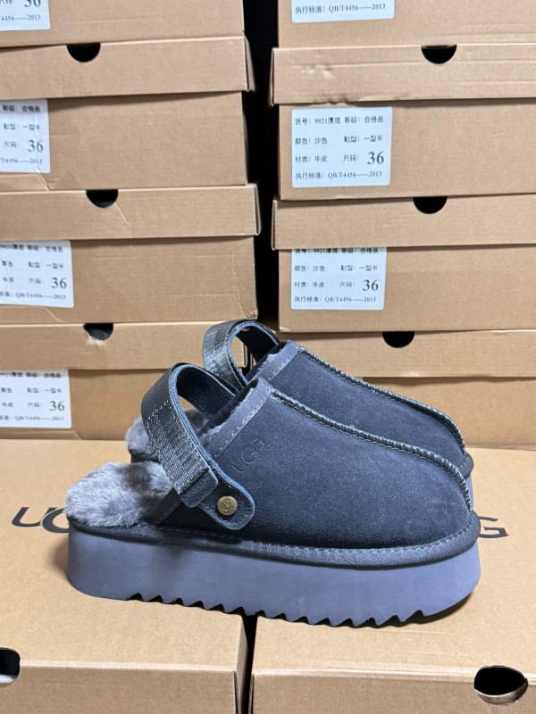 2024 Women UGG Grey Suede Slip-On Slippers MJ00170