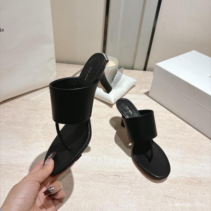 2025 Toteme Black Calf Leather Slippers KFY00280