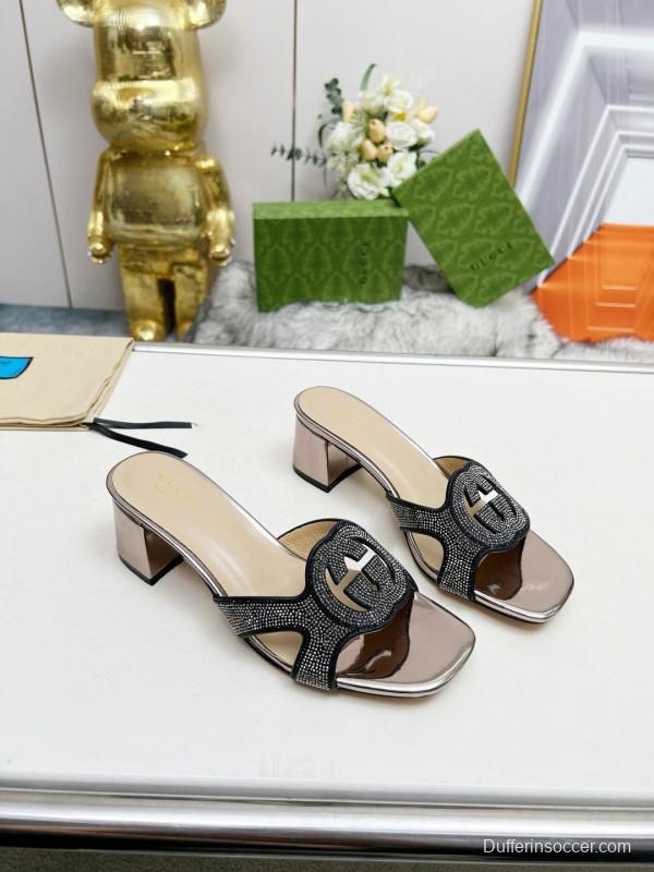 2025 Gucci Black Leather Slippers MJ00190