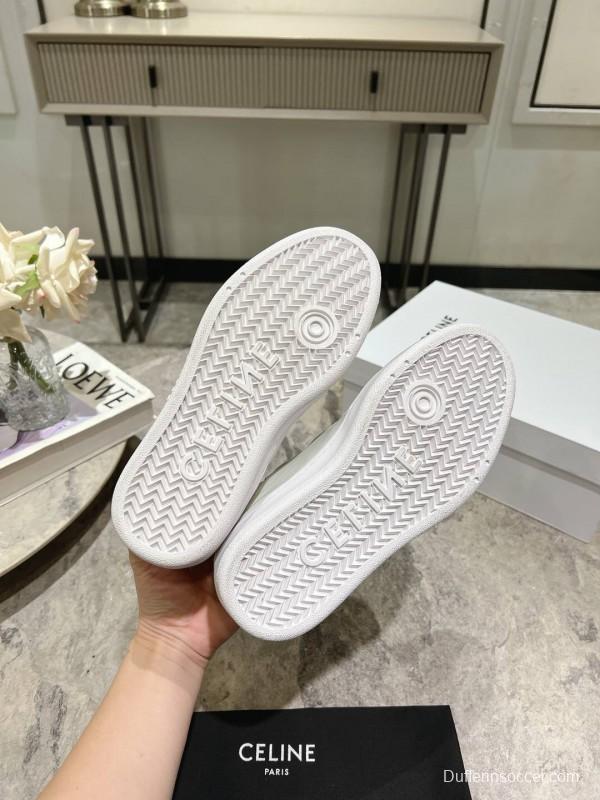 2025 Women Celine White Leather Casual Sneakers