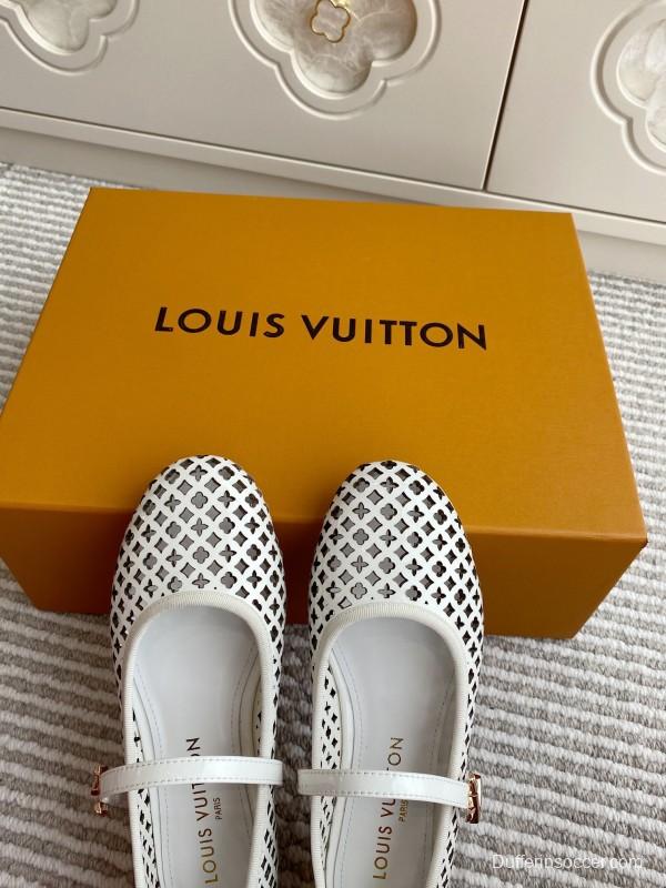 2025 Women Louis Vuitton White Leather Mary Jane Perforated KFY00310