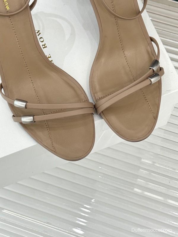 2025 Women Yves Saint Laurent Beige Leather Sandals KFY00270