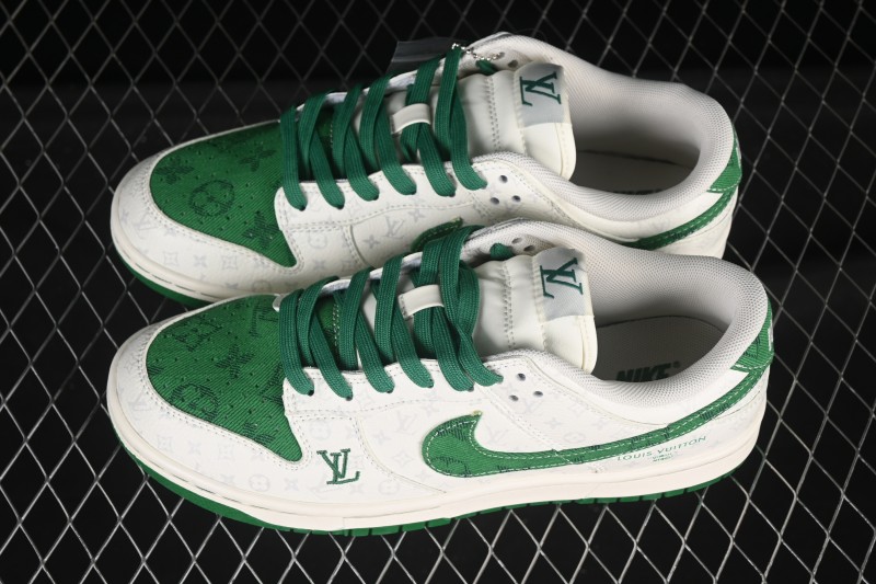 Nike SB Dunk Low LV Collaboration Green Denim Anniversary High-End Custom Low-Top Casual Skate Shoes - SC9772-805