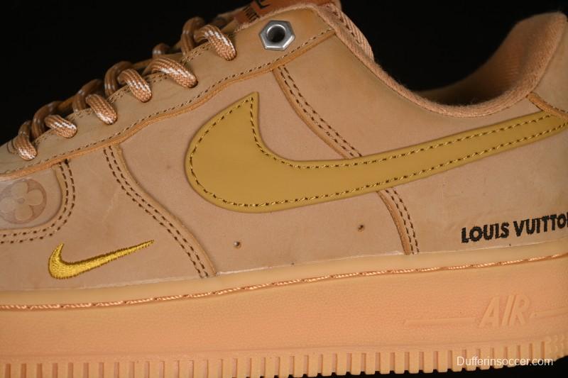 Louis Vuitton x Nike Air Force 1 '07 Low Casual Sneakers with Monogram Print in Wheat - CJ9179-200