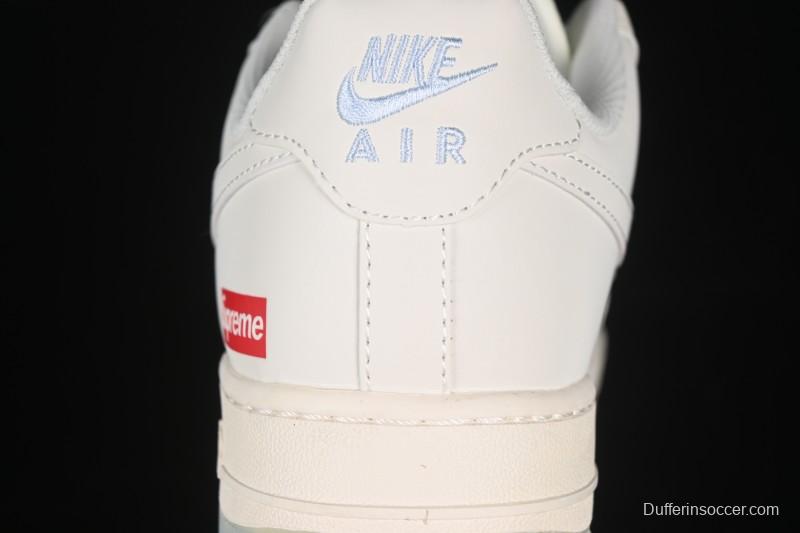Nike Air Force 1 '07 Low Supreme Collaboration Two-Tone Beige Blue Casual Skate Shoes - XX3168-179