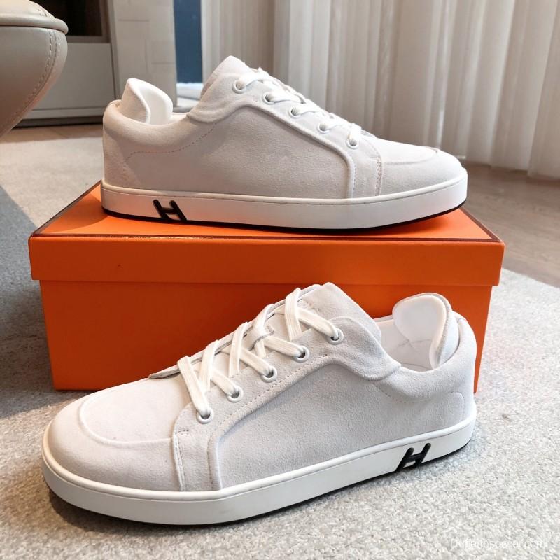 2025 Unisex H White Leather Sneakers Classic Construction AS00380